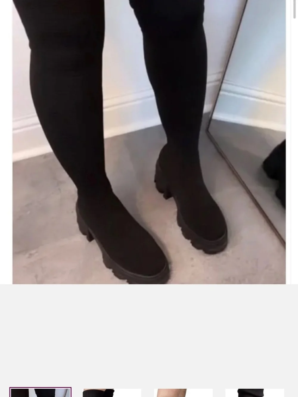 Qupid Black Over-The-Knee Chunky Sole Boots